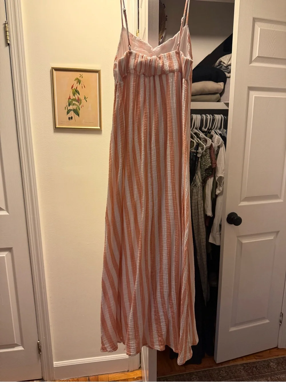 Abercrombie & Fitch Orange and White Striped Spaghetti Strap Maxi Dress